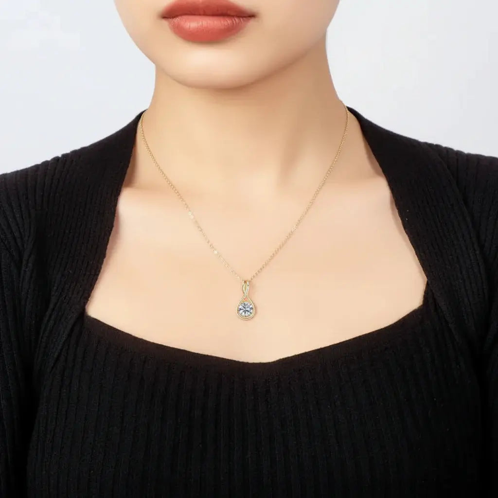 18K gold plated moissanite pendant necklace Classic Pendant Necklace - Hadi Craft