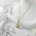 18K gold plated moissanite pendant necklace Classic Pendant Necklace - Hadi Craft