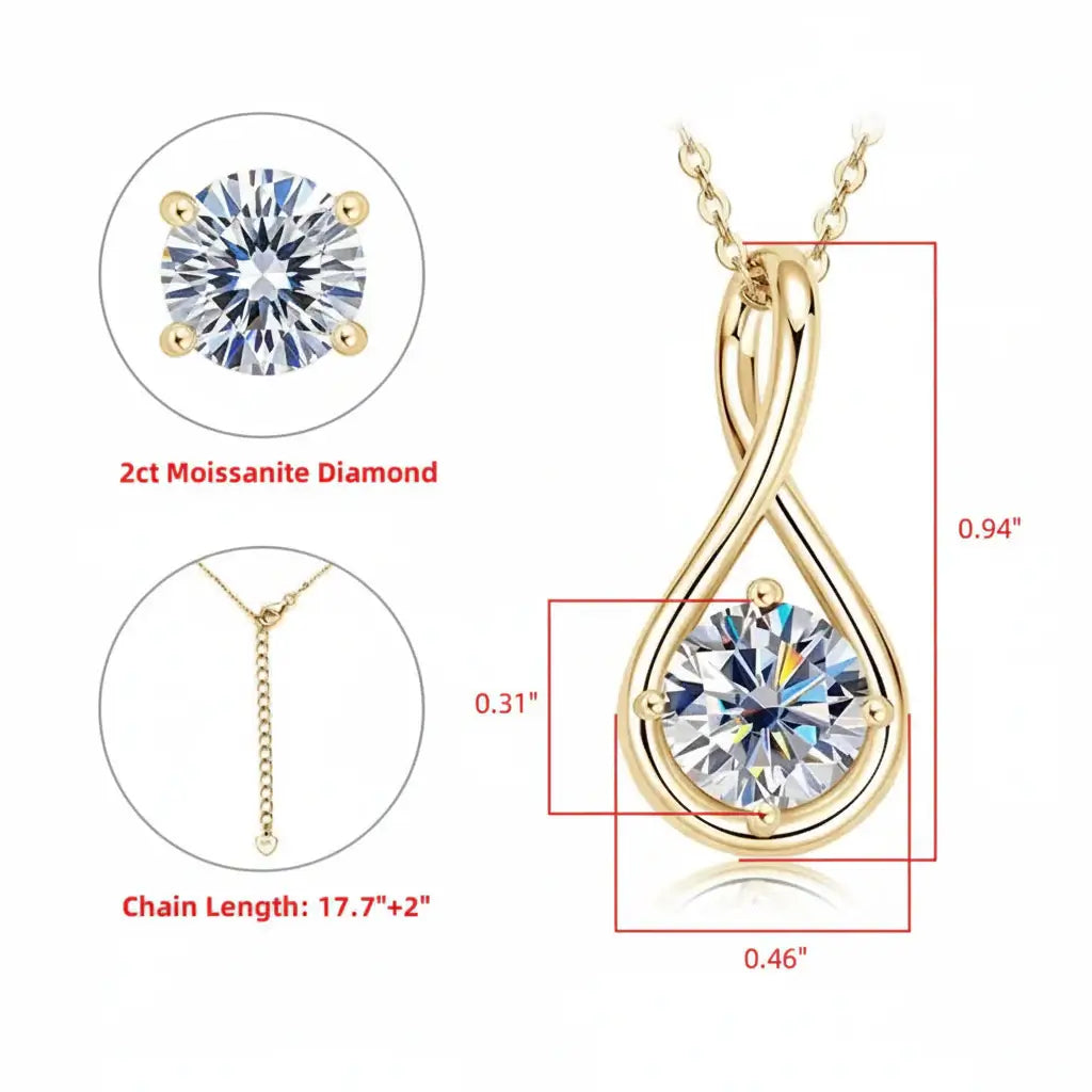 18K gold plated moissanite pendant necklace Classic Pendant Necklace - Hadi Craft