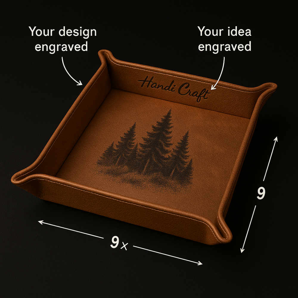 Leather catchall tray customize laser engraving desk organizer tray
