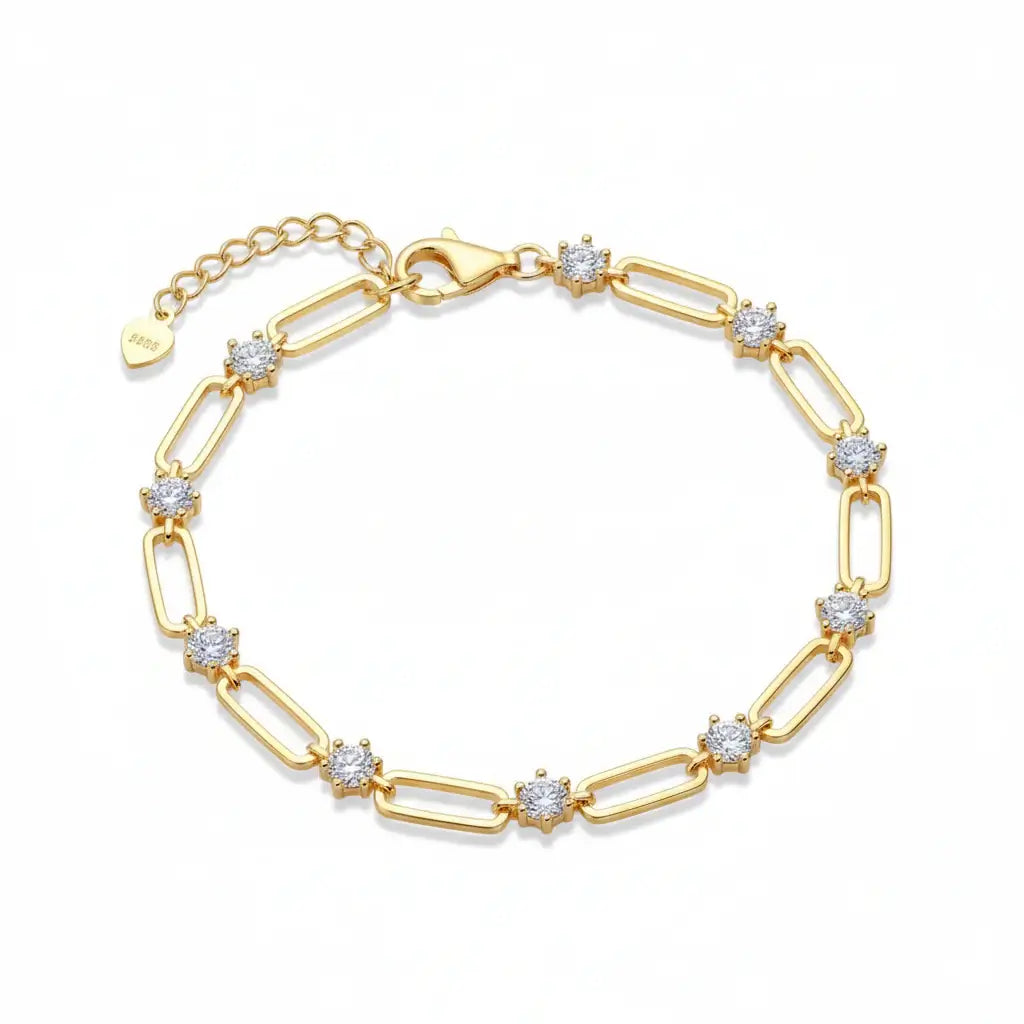 18k gold plated moissanite tennis bracelet 925 Silver Bracelet - Hadi Craft