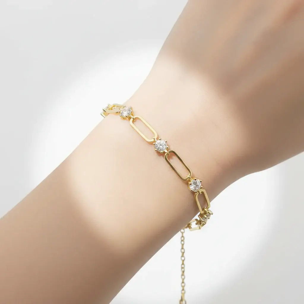 18k gold plated moissanite tennis bracelet 925 Silver Bracelet - Hadi Craft