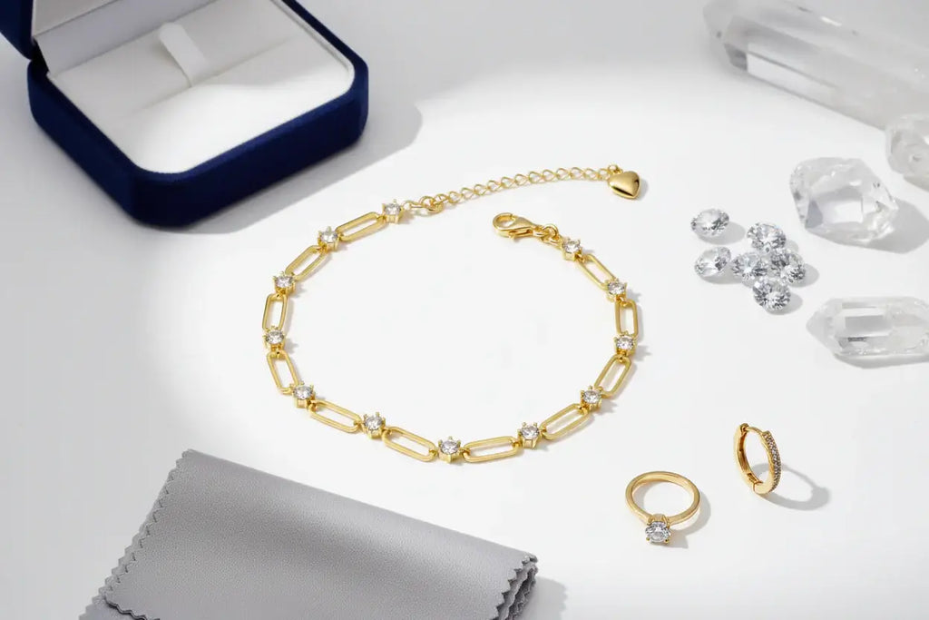 18k gold plated moissanite tennis bracelet 925 Silver Bracelet - Hadi Craft
