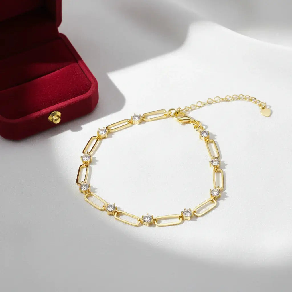 18k gold plated moissanite tennis bracelet 925 Silver Bracelet - Hadi Craft