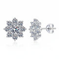 1CT Moissanite Snowflake Sunflower Earrings 925 Silver – Cute Star Floral Studs Gift for Women - Hadi Craft