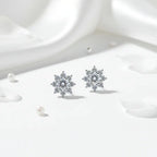 1CT Moissanite Snowflake Sunflower Earrings 925 Silver – Cute Star Floral Studs Gift for Women - Hadi Craft