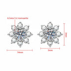 1CT Moissanite Snowflake Sunflower Earrings 925 Silver – Cute Star Floral Studs Gift for Women - Hadi Craft