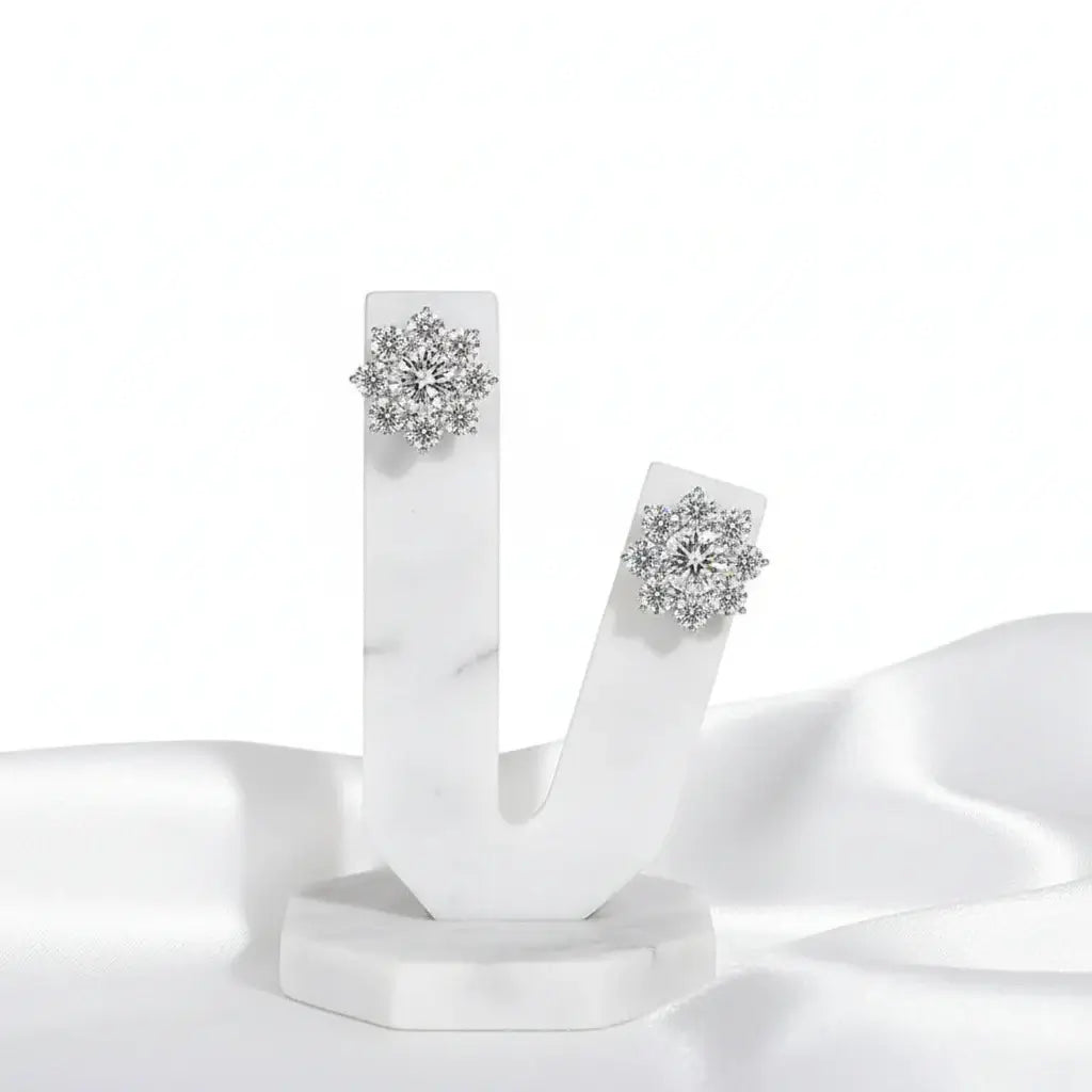1CT Moissanite Snowflake Sunflower Earrings 925 Silver – Cute Star Floral Studs Gift for Women - Hadi Craft