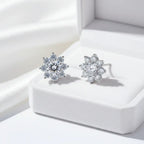 1CT Moissanite Snowflake Sunflower Earrings 925 Silver – Cute Star Floral Studs Gift for Women - Hadi Craft
