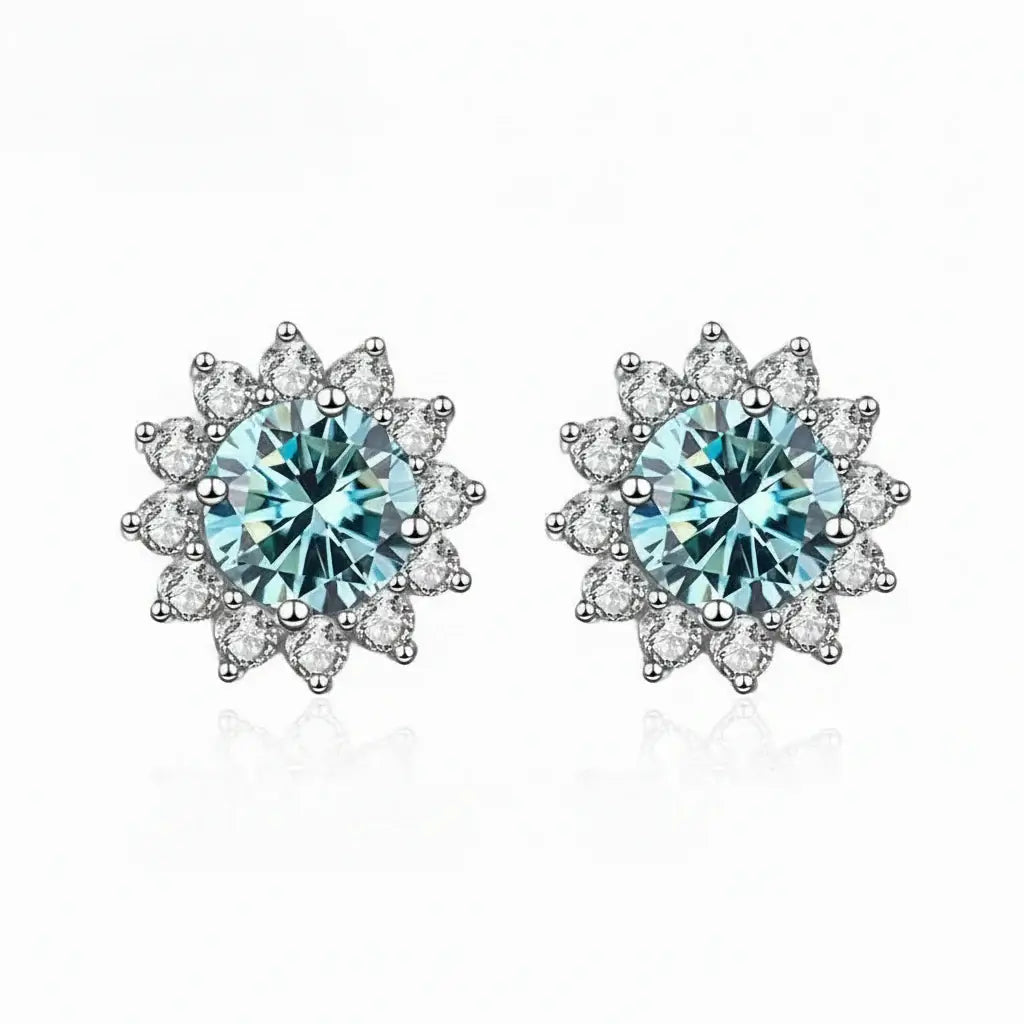 1CT Moissanite Sunflower Stud Earrings 925 Sterling Silver – D Color VVS1 Wedding Jewelry Gift for Women - Hadi Craft