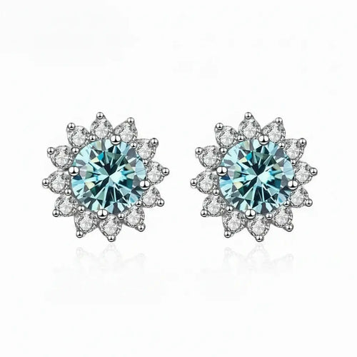 1CT Moissanite Sunflower Stud Earrings 925 Sterling Silver – D Color VVS1 Wedding Jewelry Gift for Women - Hadi Craft