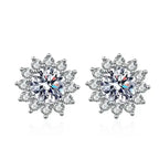 1CT Moissanite Sunflower Stud Earrings 925 Sterling Silver – D Color VVS1 Wedding Jewelry Gift for Women - Hadi Craft