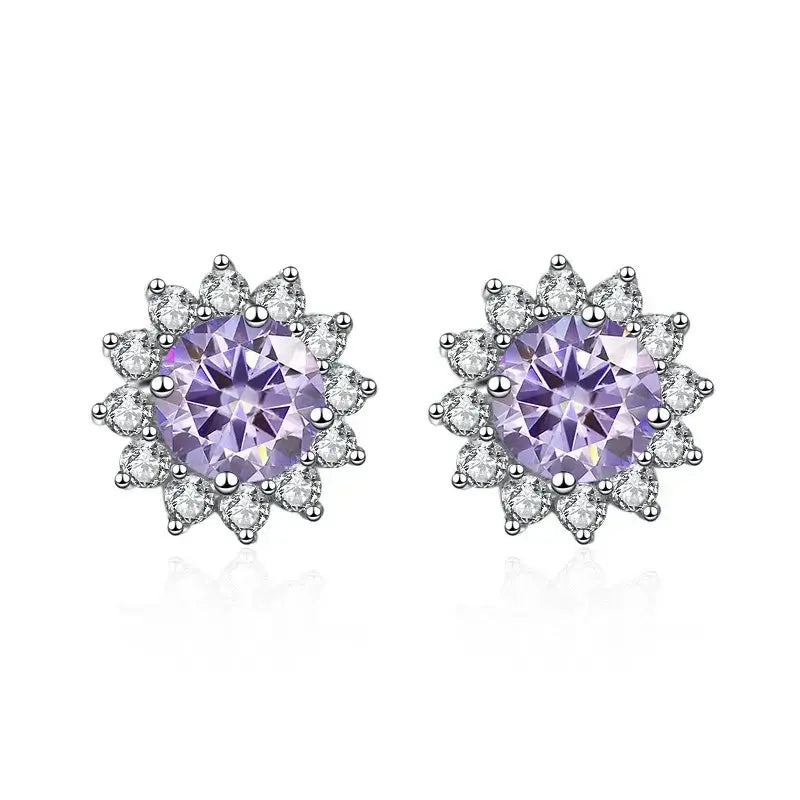 1CT Moissanite Sunflower Stud Earrings 925 Sterling Silver – D Color VVS1 Wedding Jewelry Gift for Women - Hadi Craft