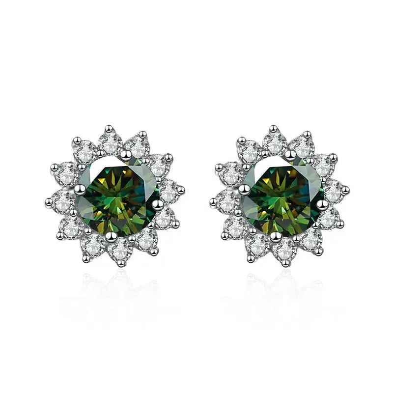 1CT Moissanite Sunflower Stud Earrings 925 Sterling Silver – D Color VVS1 Wedding Jewelry Gift for Women - Hadi Craft