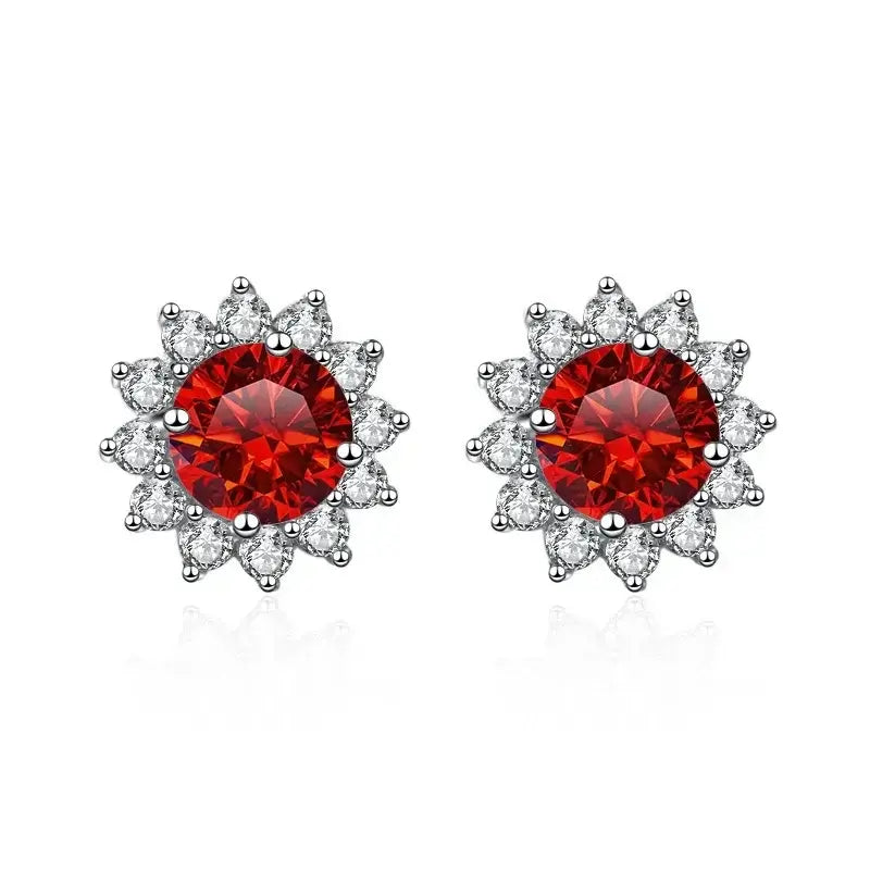 1CT Moissanite Sunflower Stud Earrings 925 Sterling Silver – D Color VVS1 Wedding Jewelry Gift for Women - Hadi Craft