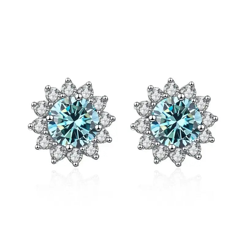 1CT Moissanite Sunflower Stud Earrings 925 Sterling Silver – D Color VVS1 Wedding Jewelry Gift for Women - Hadi Craft