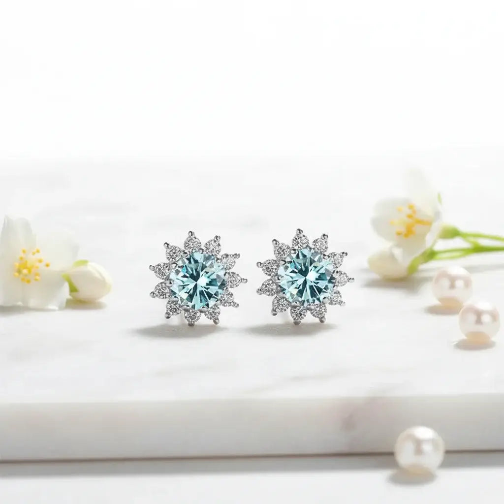 1CT Moissanite Sunflower Stud Earrings 925 Sterling Silver – D Color VVS1 Wedding Jewelry Gift for Women - Hadi Craft