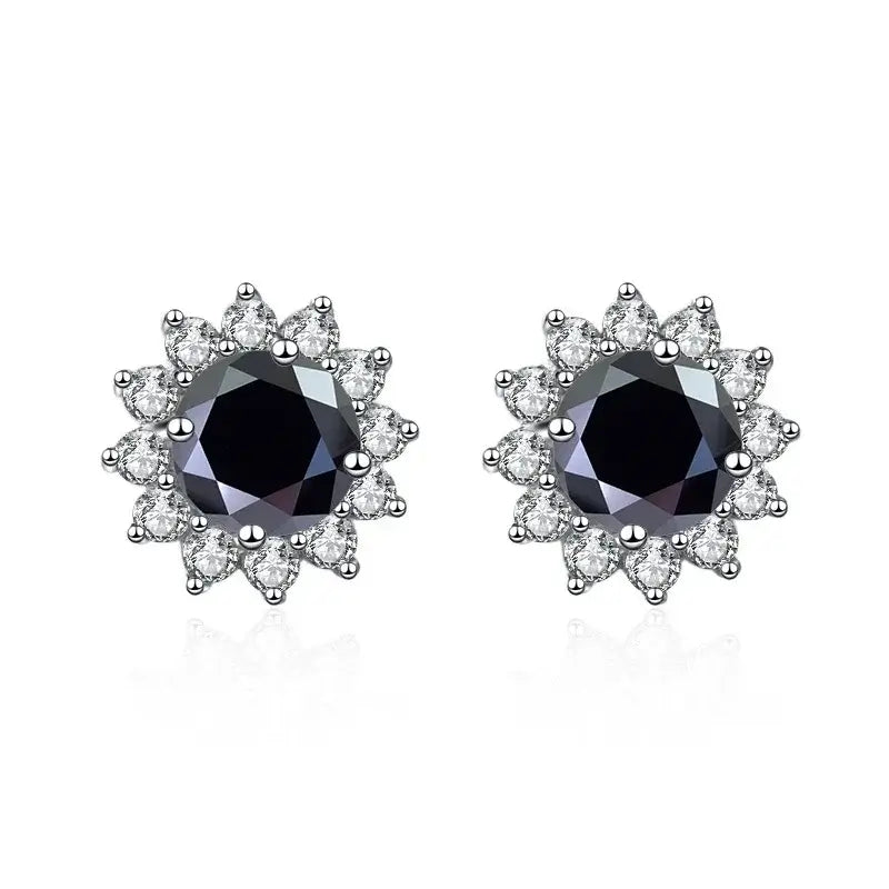 1CT Moissanite Sunflower Stud Earrings 925 Sterling Silver – D Color VVS1 Wedding Jewelry Gift for Women - Hadi Craft