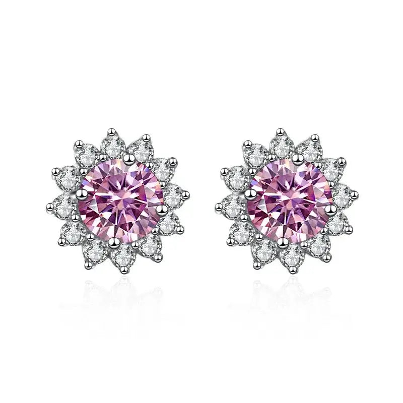1CT Moissanite Sunflower Stud Earrings 925 Sterling Silver – D Color VVS1 Wedding Jewelry Gift for Women - Hadi Craft