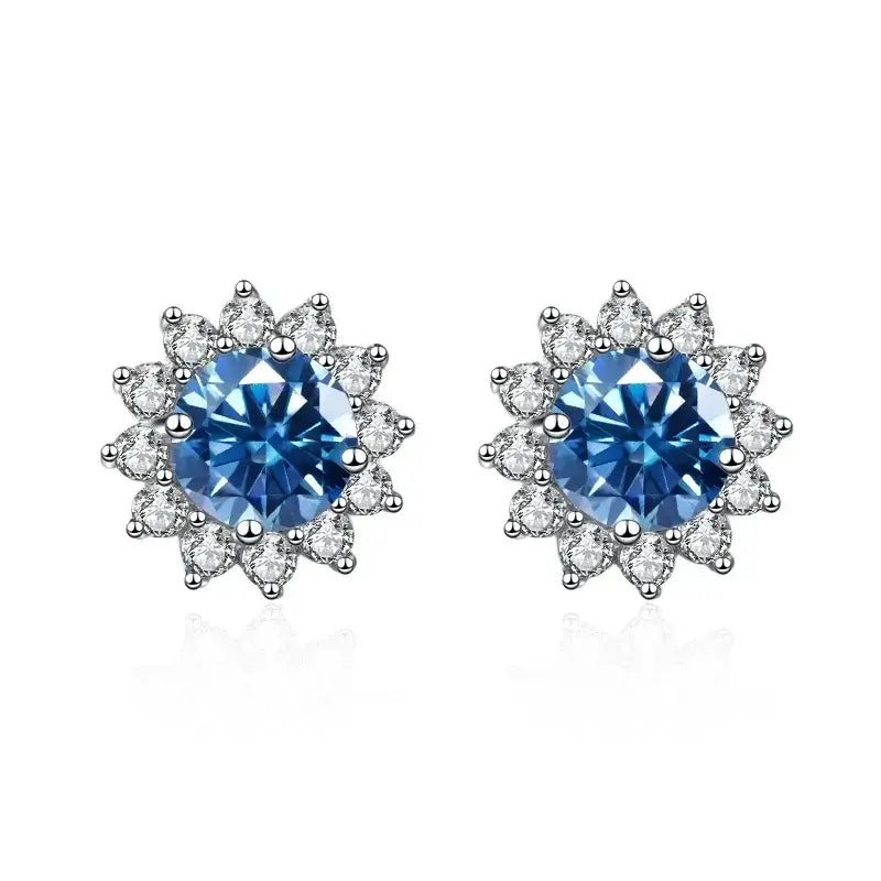 1CT Moissanite Sunflower Stud Earrings 925 Sterling Silver – D Color VVS1 Wedding Jewelry Gift for Women - Hadi Craft