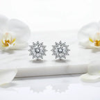 1CT Moissanite Sunflower Stud Earrings 925 Sterling Silver – D Color VVS1 Wedding Jewelry Gift for Women - Hadi Craft