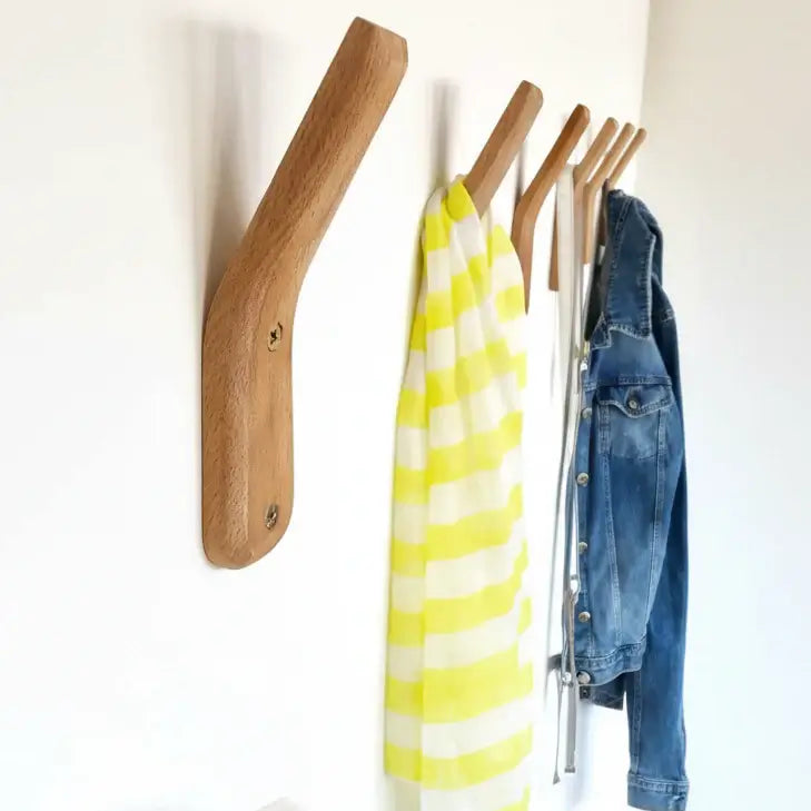2-Pack Rustic Wooden Wall Hooks for Coats, Towels, and Hats - Hadi Craft