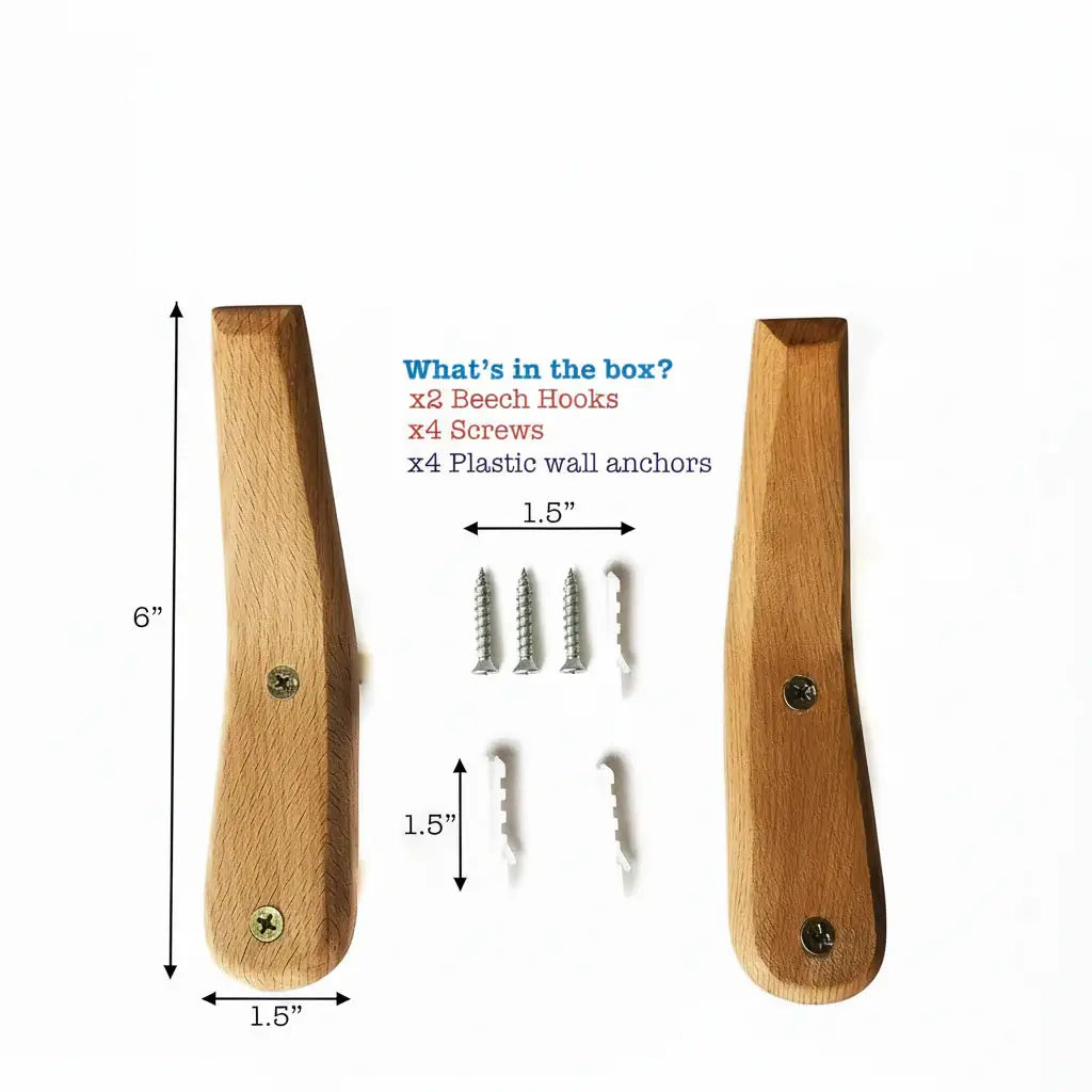 2-Pack Rustic Wooden Wall Hooks for Coats, Towels, and Hats - Hadi Craft