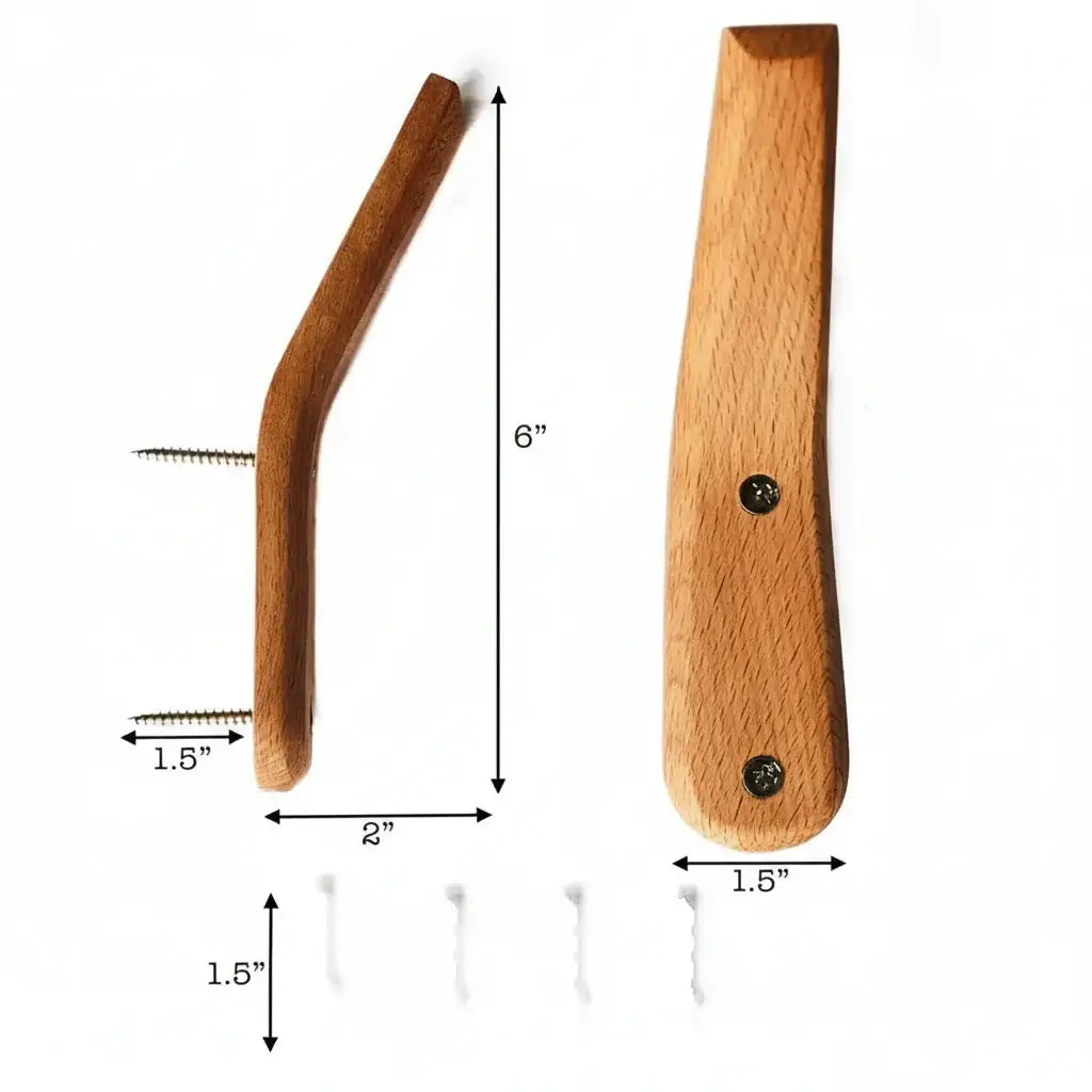2-Pack Rustic Wooden Wall Hooks for Coats, Towels, and Hats - Hadi Craft
