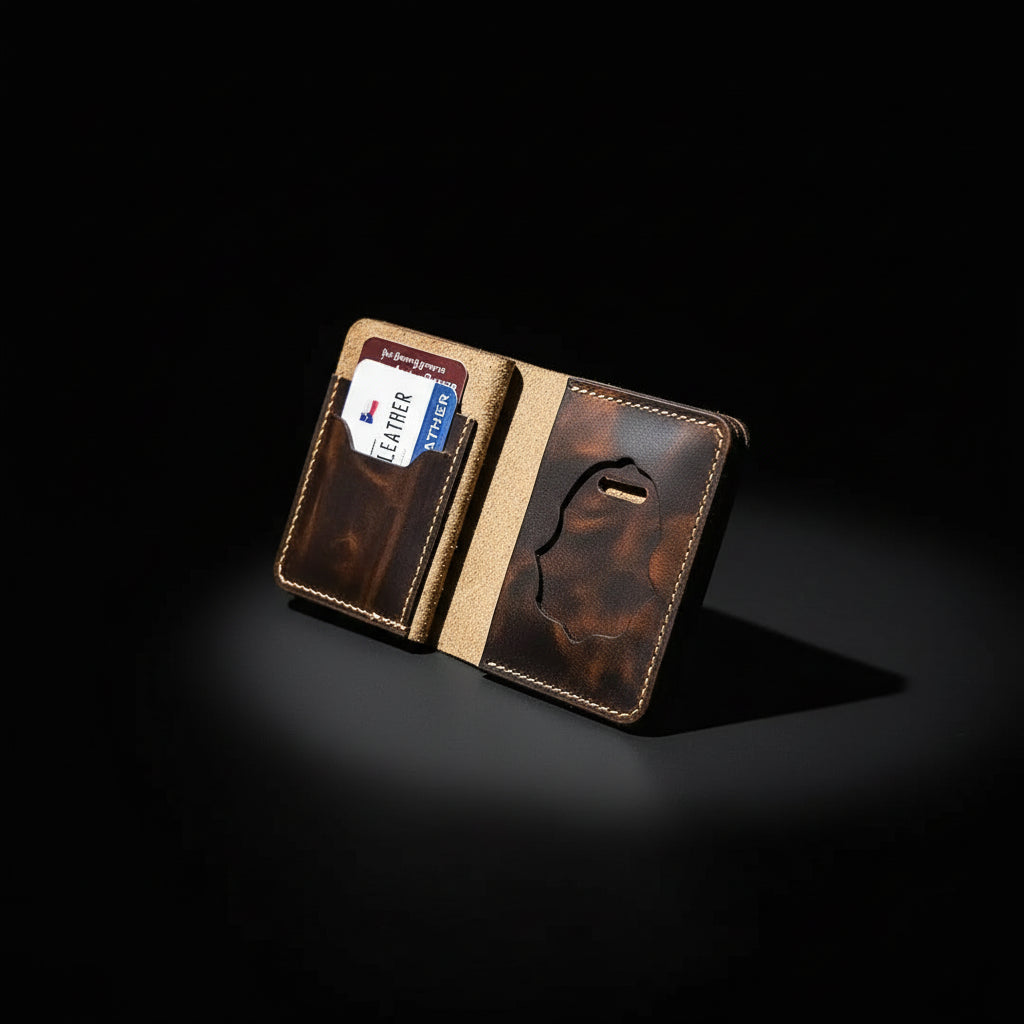 Federal Badge Wallet Small – Walnut Leather | ID & Badge Holder | Handmade in USA