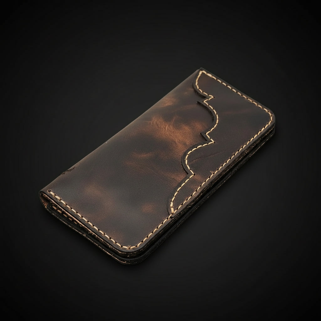 Western Long Leather Wallet for Men – Full-Grain & Personalized | Handmade in USA