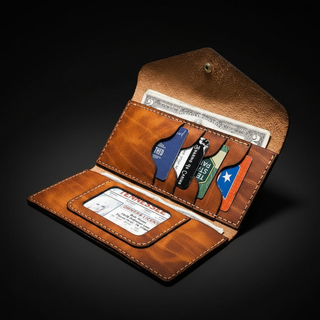 Sugar Land Leather Clutch Wallet for Women – Chestnut Brown | Handmade in USA