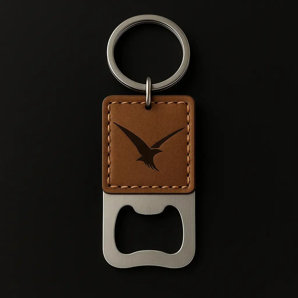 Leather Keychain with Bottle opener customize laser engraving Hadi Craft