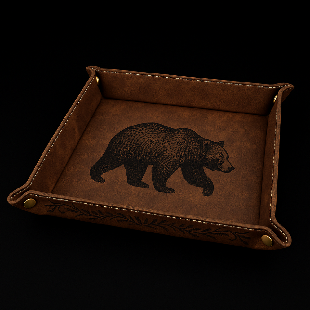 Leather Valet Folding tray customize laser engraving tray