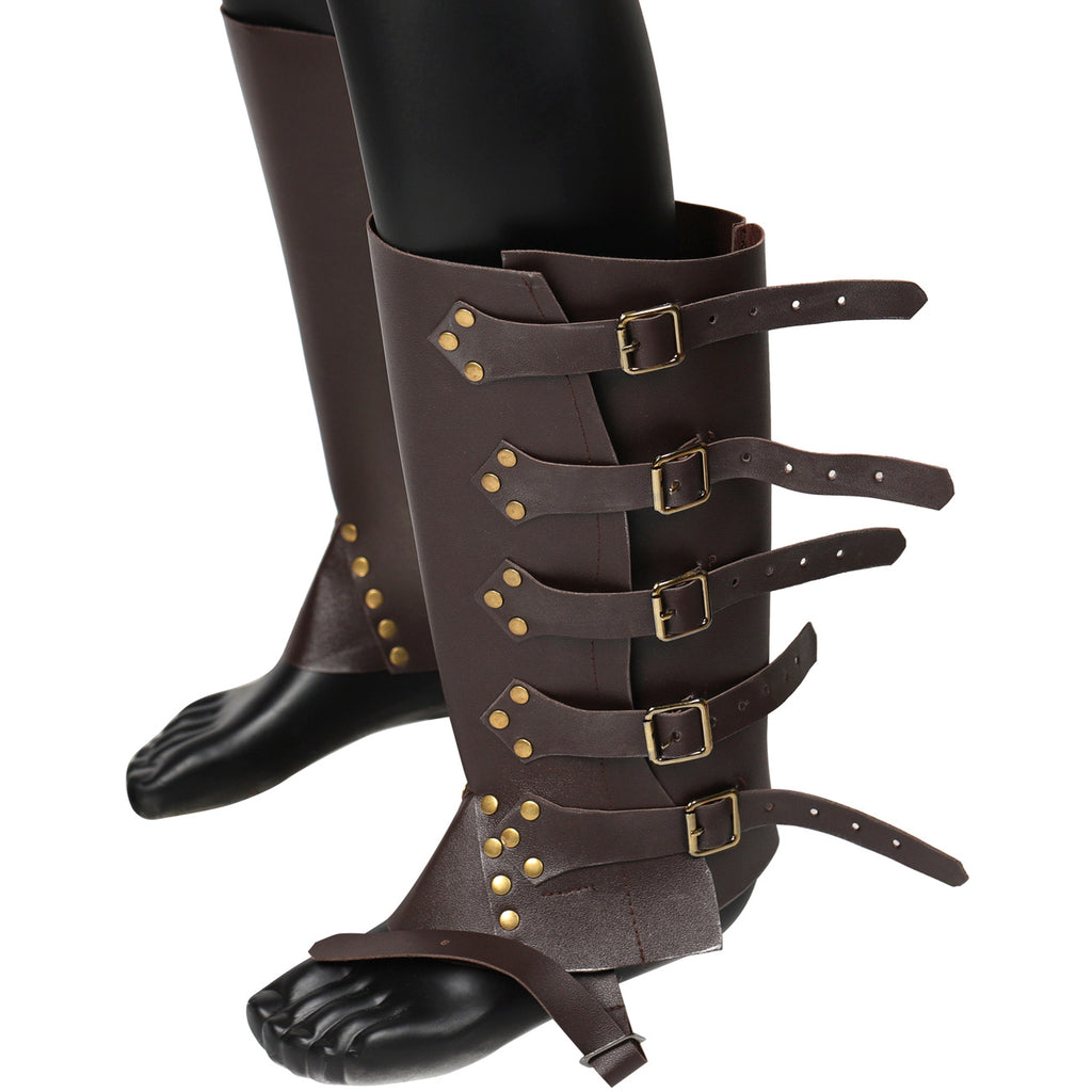 Medieval Viking Knight Boot Covers – Renaissance PU Leather Leggings