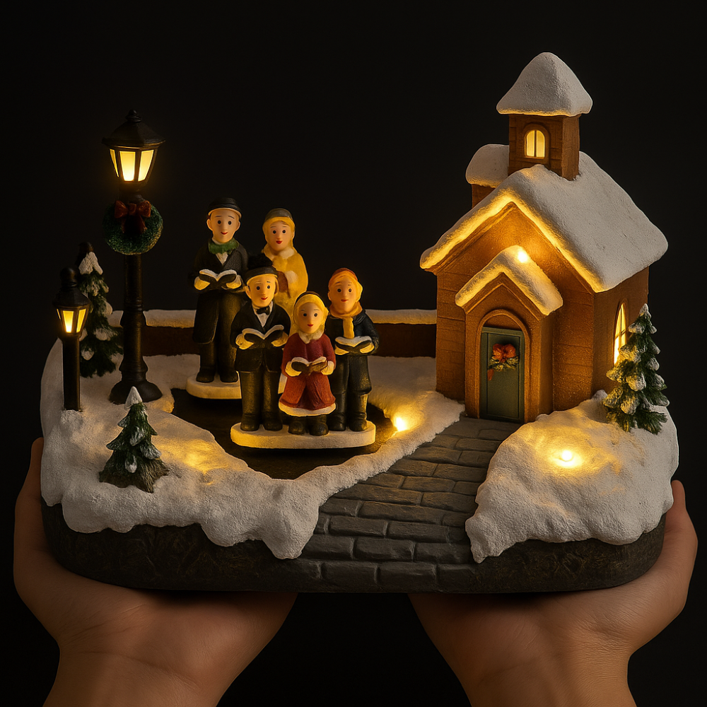 Animated Christmas Village Choir Decoration Winter Wonderland LED Light Set