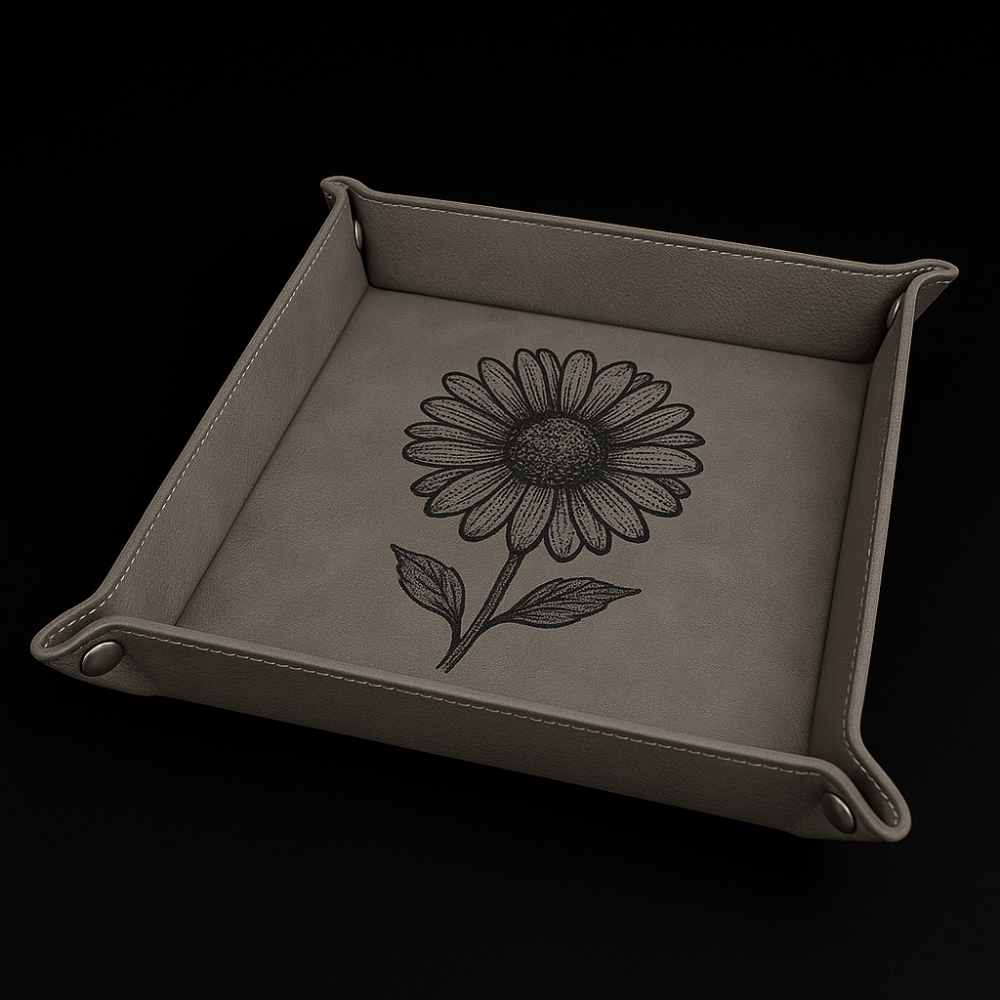 Leather catchall tray customize laser engraving desk organizer tray