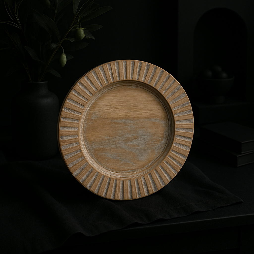 Handcrafted 13-Inch White Wooden Charger Plate – Artisan Dining Table Decor