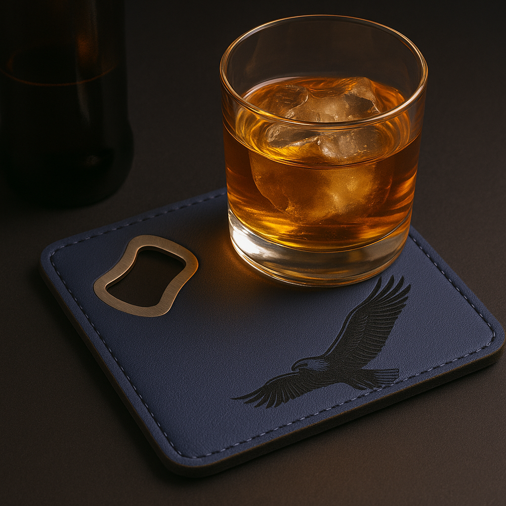 Blue Leather Keychain with Bottle opener customize laser engraving -  Keychain