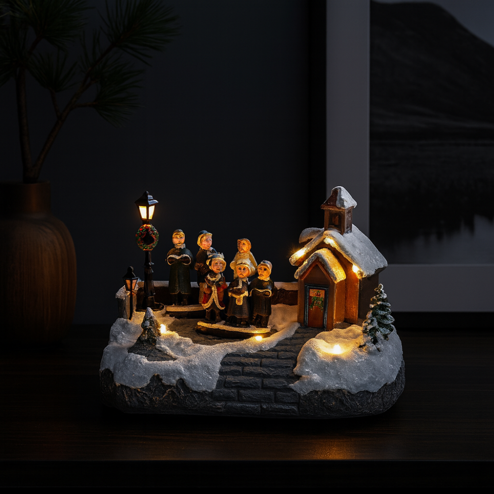 Animated Christmas Village Choir Decoration Winter Wonderland LED Light Set