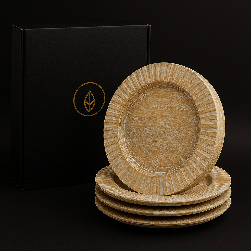 Handcrafted 13-Inch White Wooden Charger Plate – Artisan Dining Table Decor