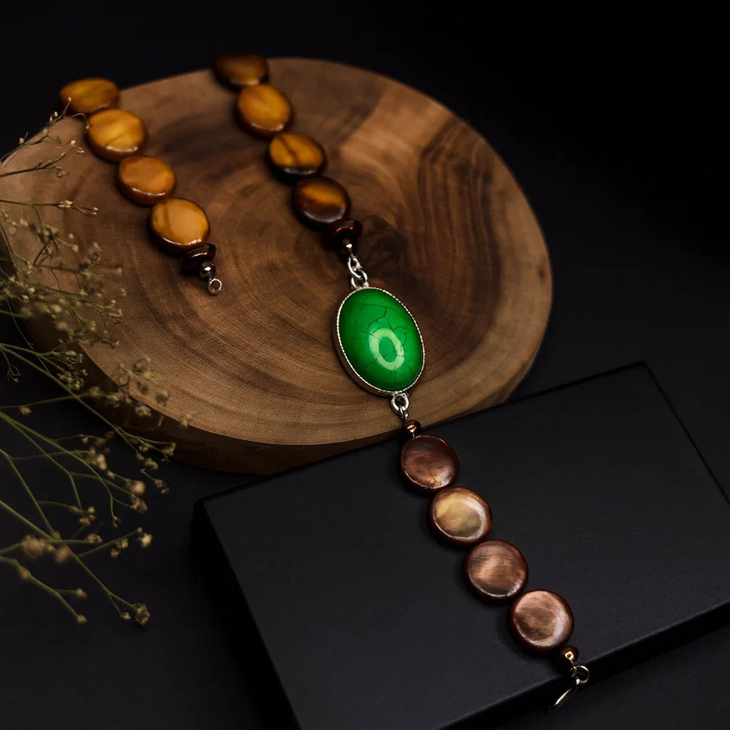 Handmade Natural Turquoise and agate stone Bead Bracelet Hadi Craft