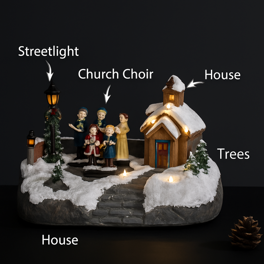 Animated Christmas Village Choir Decoration Winter Wonderland LED Light Set