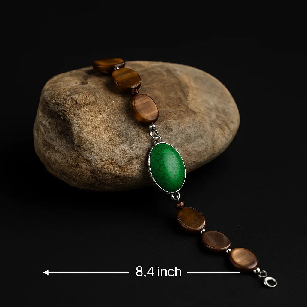 Handmade Natural Turquoise and agate stone Bead Bracelet Hadi Craft