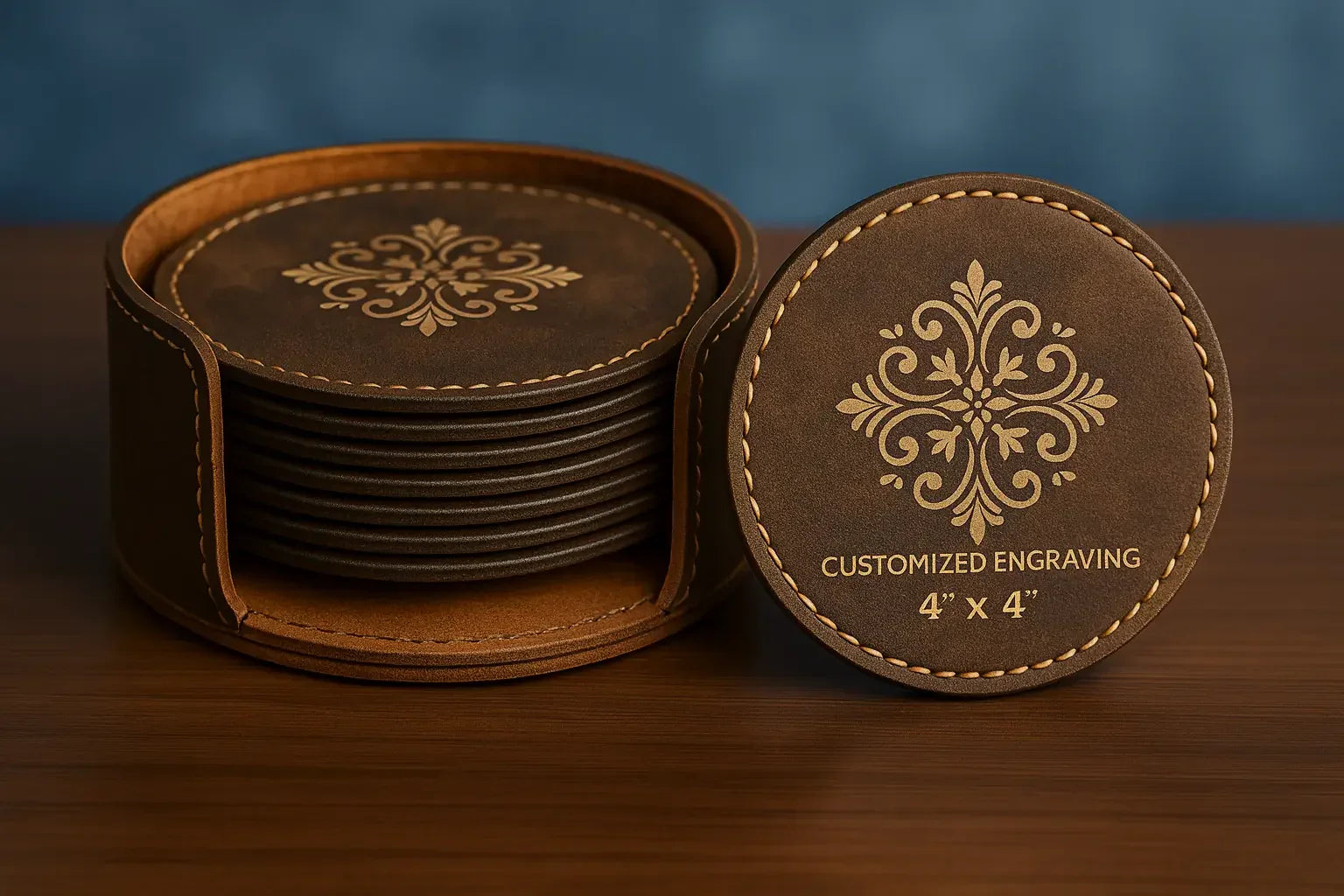 engraving Leather coaster