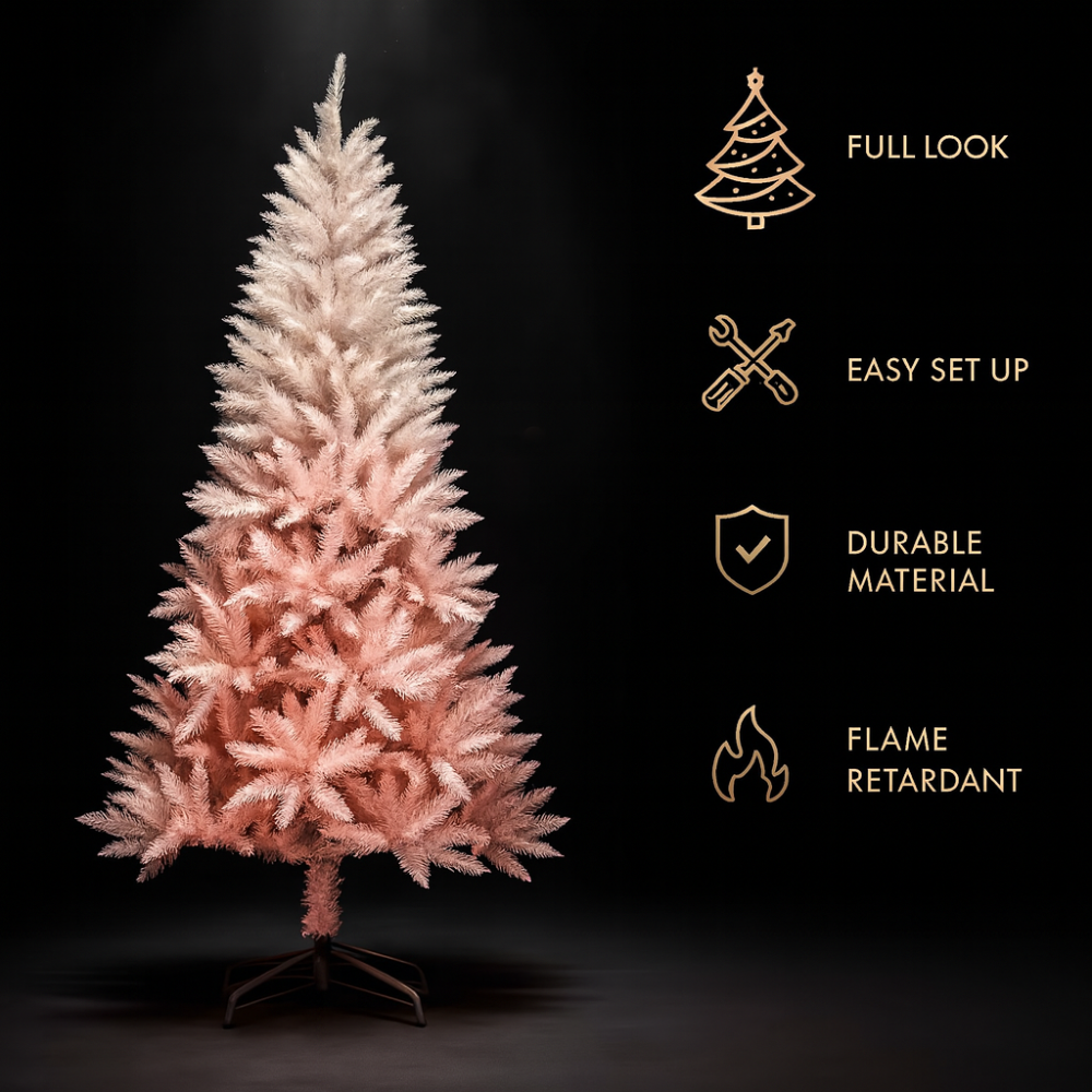 Pink Ombre Artificial Christmas Tree  Modern Holiday Tree for Home, Party & Festive Decorations