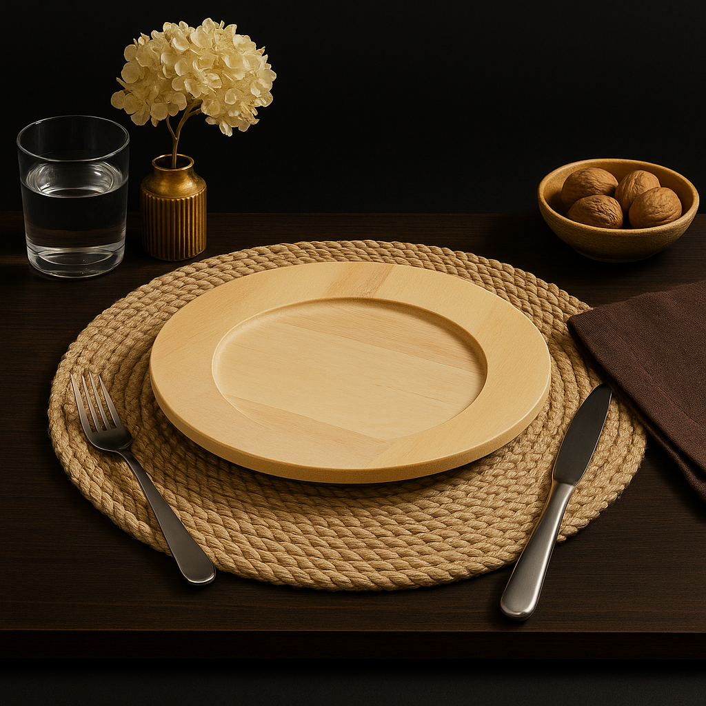 Handcrafted 13-Inch Artisan Wooden Charger Plate – Dining Table Decor