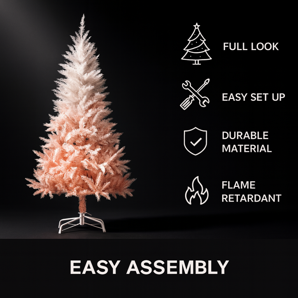 Pink Ombre Artificial Christmas Tree  Modern Holiday Tree for Home, Party & Festive Decorations