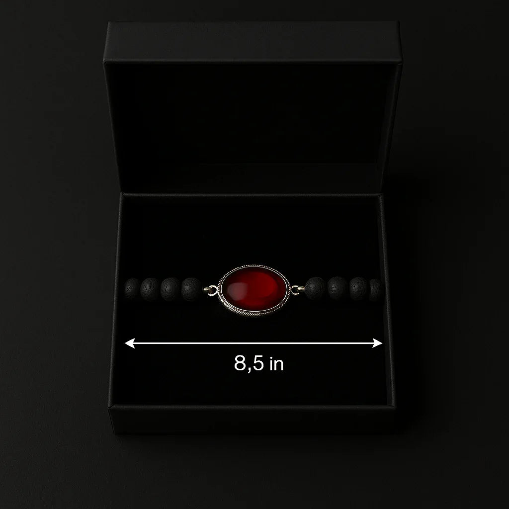 Handmade Natural Black Lava stone Bead Bracelet Hadi Craft