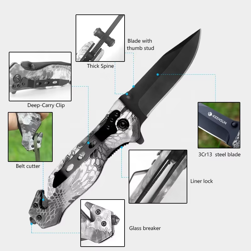 Multi-Function Folding Blade Pocket Knife | Tactical Survival Hunting & Camping Knife