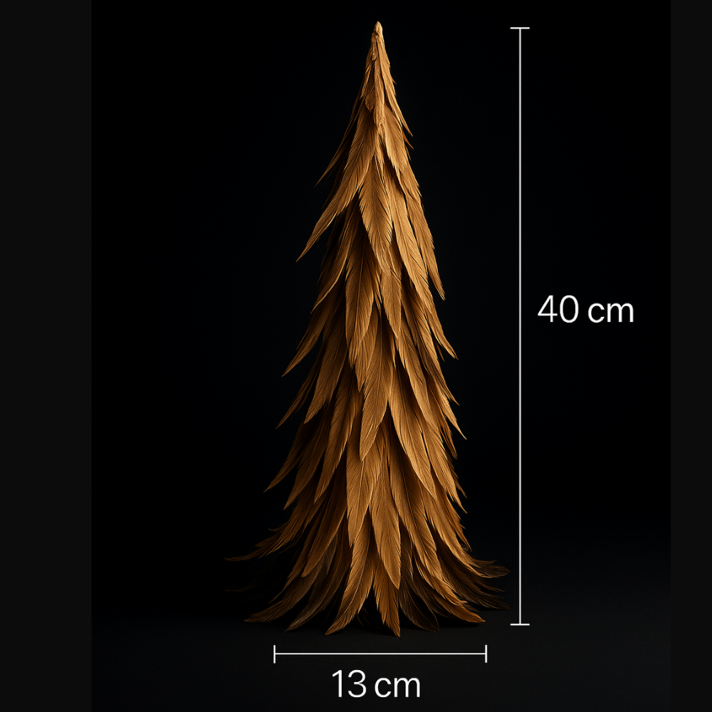 Handcrafted Feather Christmas Tree 40cm Farmhouse Natural Decor for Holiday